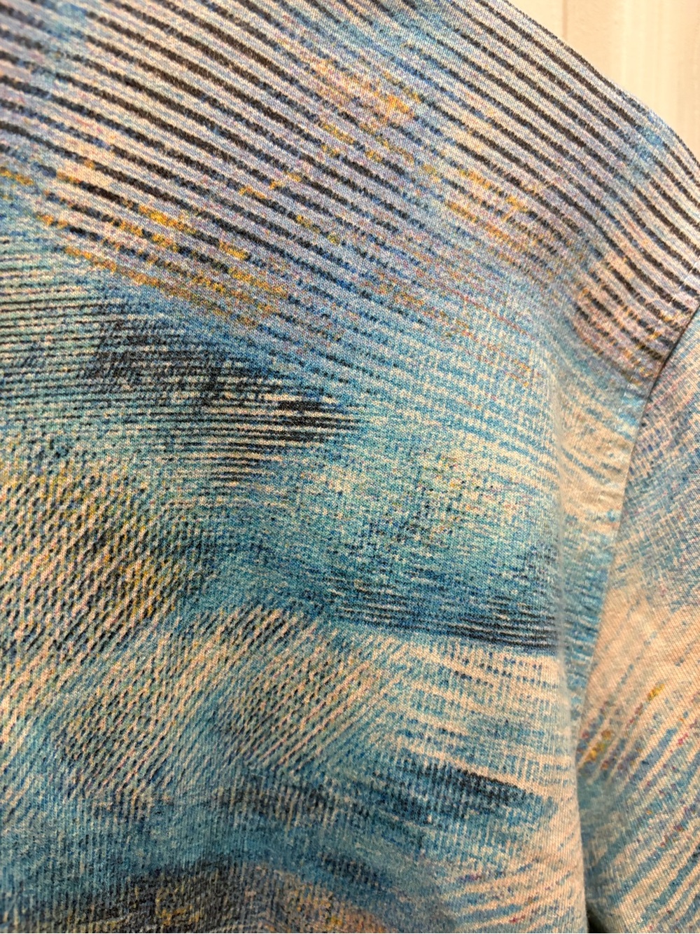 C.M.C. Color Me Cotton XL Blue Abstract Knit Jacket Shacket Cotton Stretch Art - Picture 14 of 16